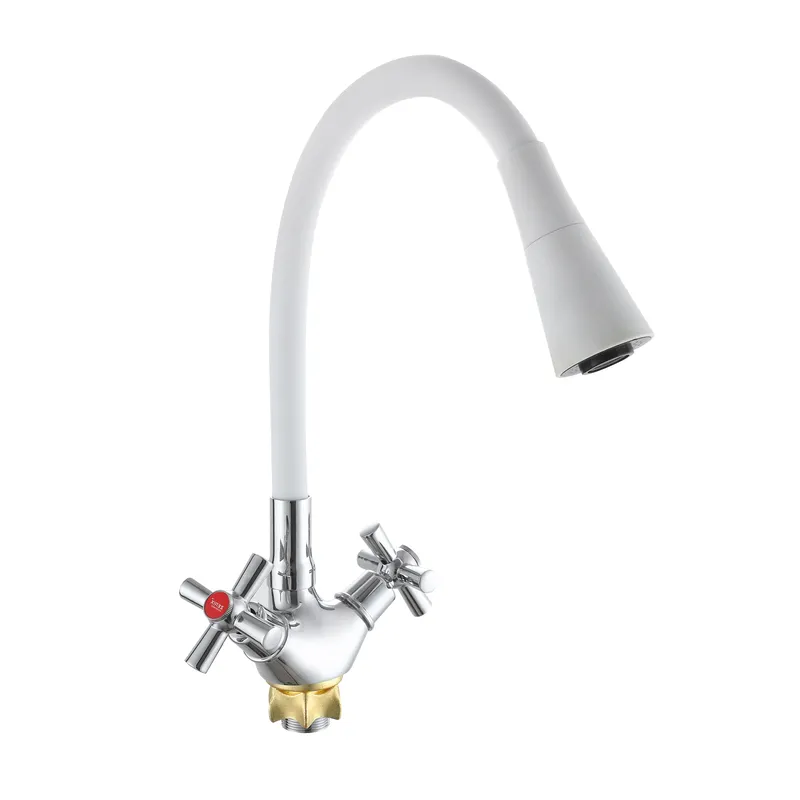 Смеситель для кухни с силиконовым изливом Zerix TLT 722 Reflector White (ZX5991)