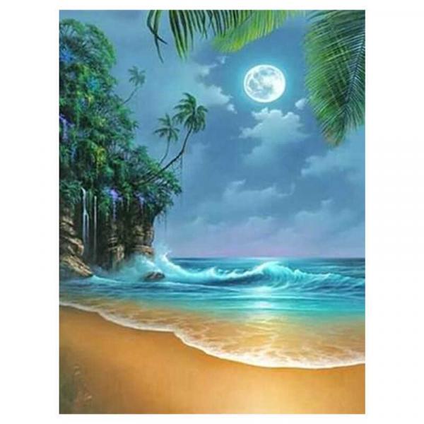 Алмазна мозаїка TK Group Пляж в місячному світлі 40х30 см з рамкою в коробці (GB75888-mt)