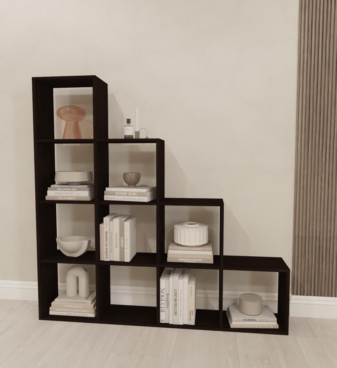 Стелаж для книг та декору на 10 комірок GP-8 1424х230х1430 мм Венге Магія - фото 1