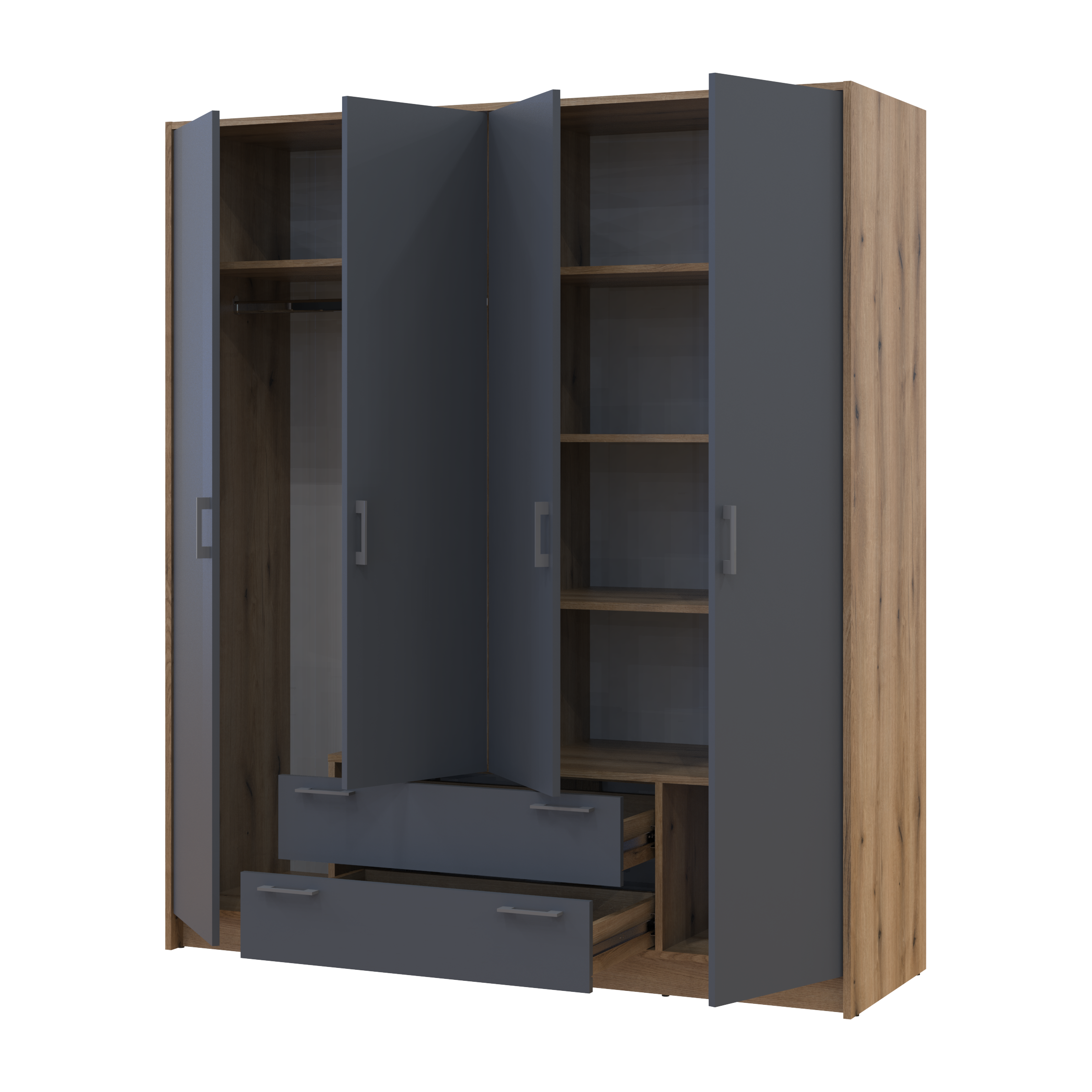 Распашной шкаф для одежды Doros Ронди 4ДСП 160х52х195 см Дуб Артизан/Графитовый (80737824)