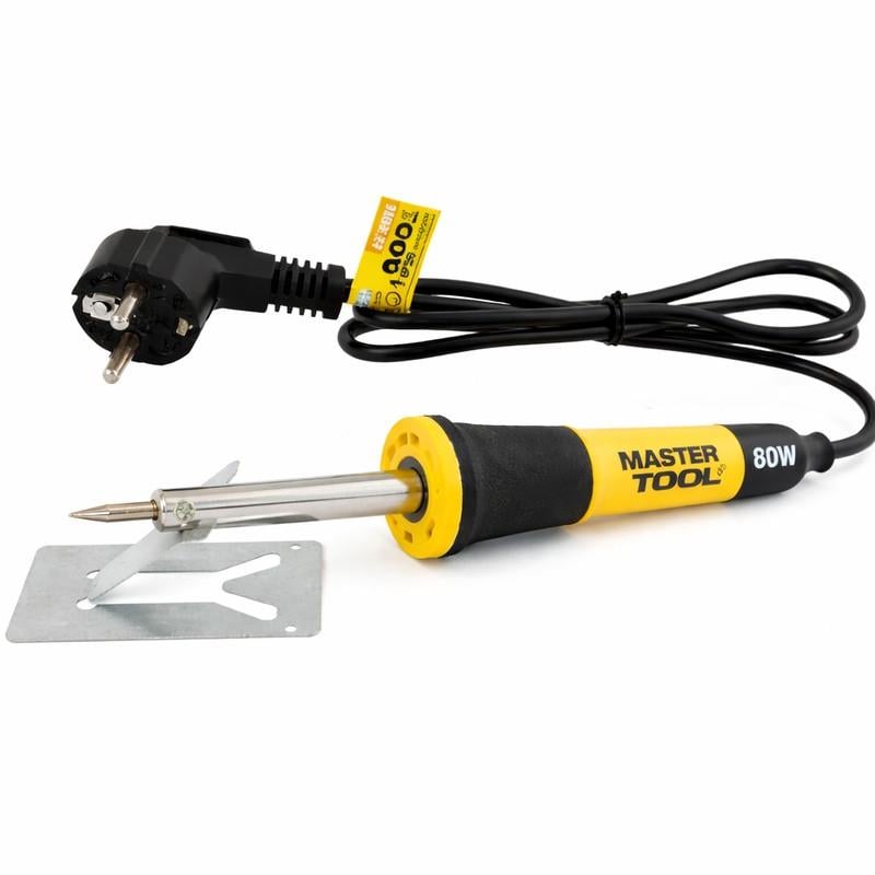 Паяльник электрический MasterTool 80 Вт 220V 400°C для пайки проводов и электроники (44-0009)
