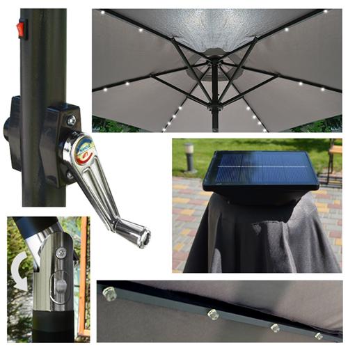 Зонт Кафе с led-подсветкой антиветер Stenson MH-3836 2.7м 6 спиц черный - фото 7 Зонт Кафе с led-подсветкой антиветер Stenson MH-3836 2.7м 6 спиц черный - фото 7