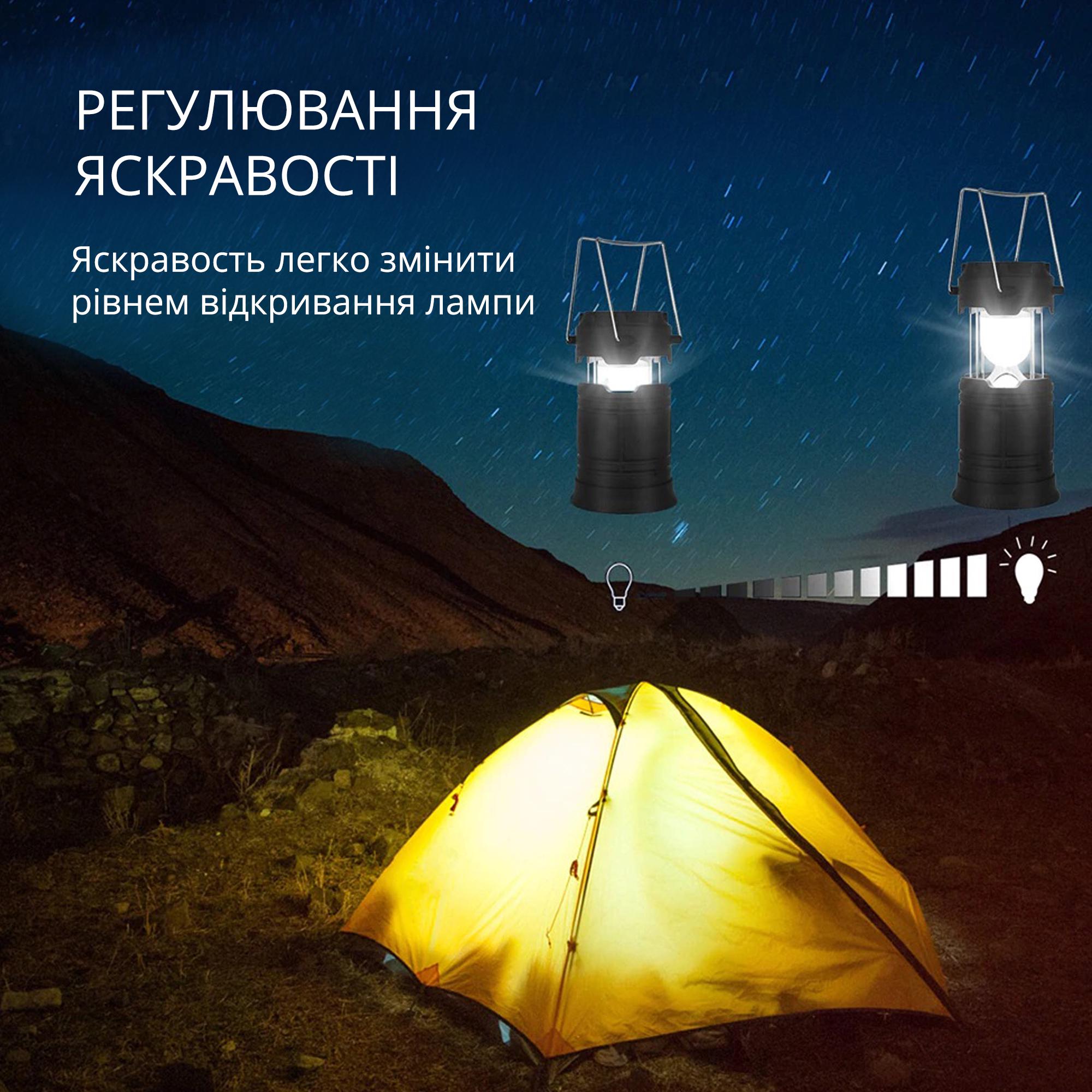 Складной кемпинговый фонарь Camping Lamp Solar Powerbank Черный - фото 8