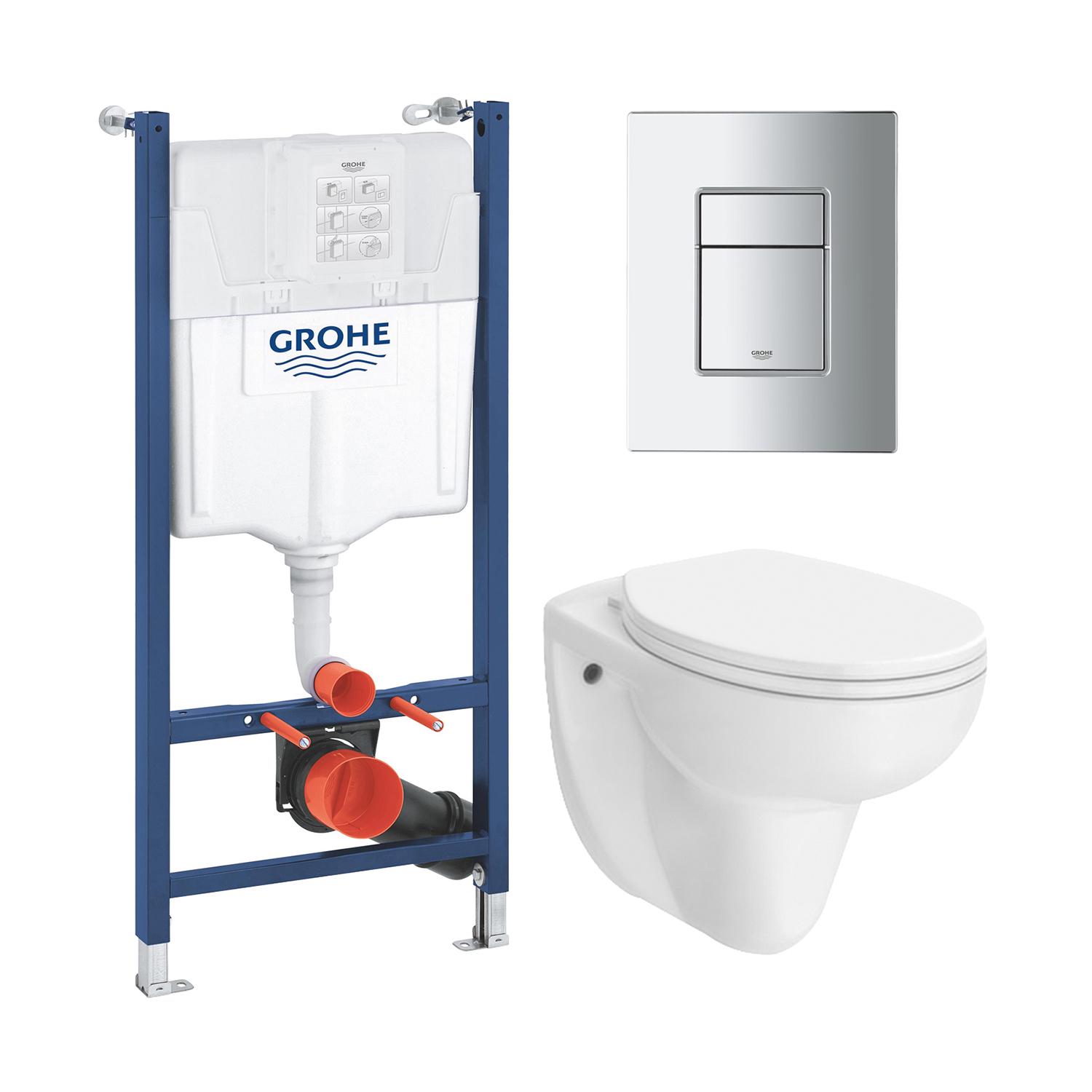 Комплект інсталяції Grohe Solido Even UA38971966A CV032252 з унітазом кнопка Хром (175426)