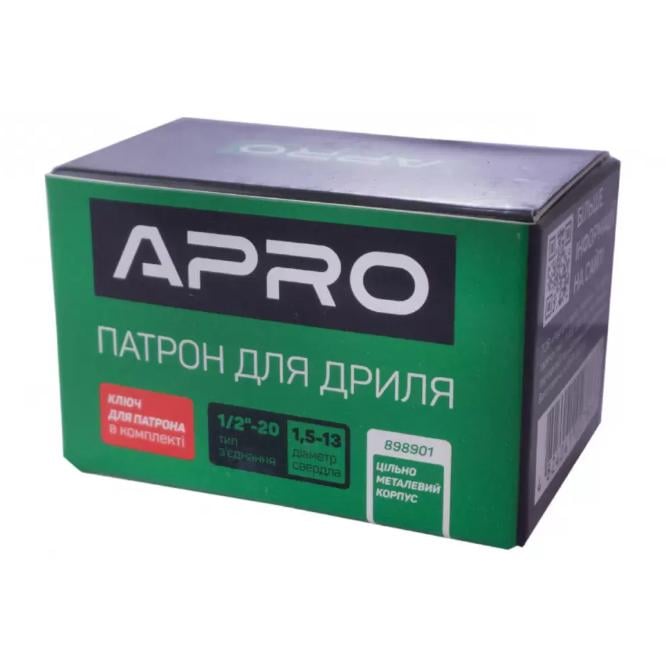 Патрон для дрели с ключом Apro 1/2"-20 UNF 3-16 мм (54958/898902) - фото 7