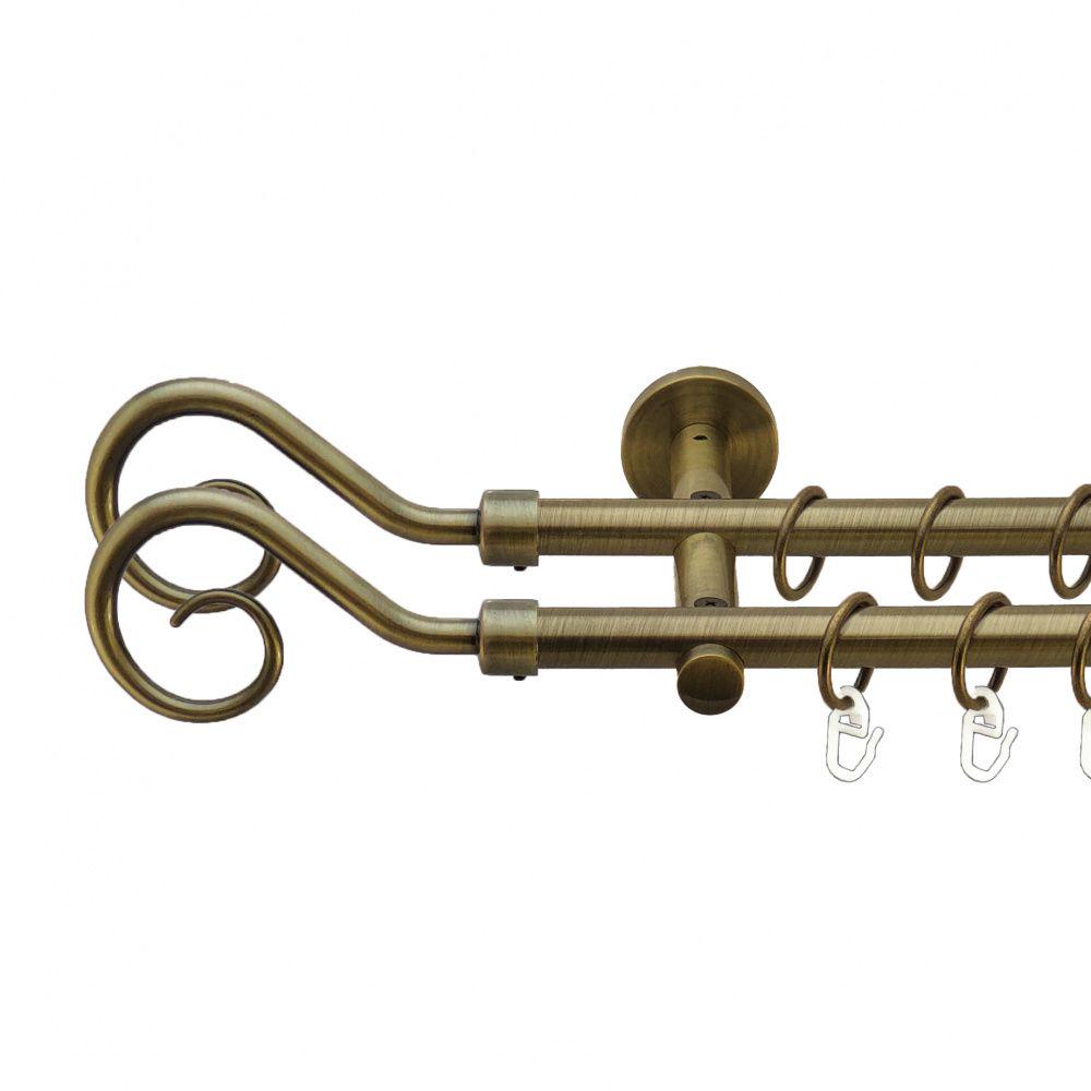 Карниз Orvit Гак 2 металевий дворядний циліндр 16 см гладка труба кільце металеве 16/16 мм 160 см Антик (7335559)