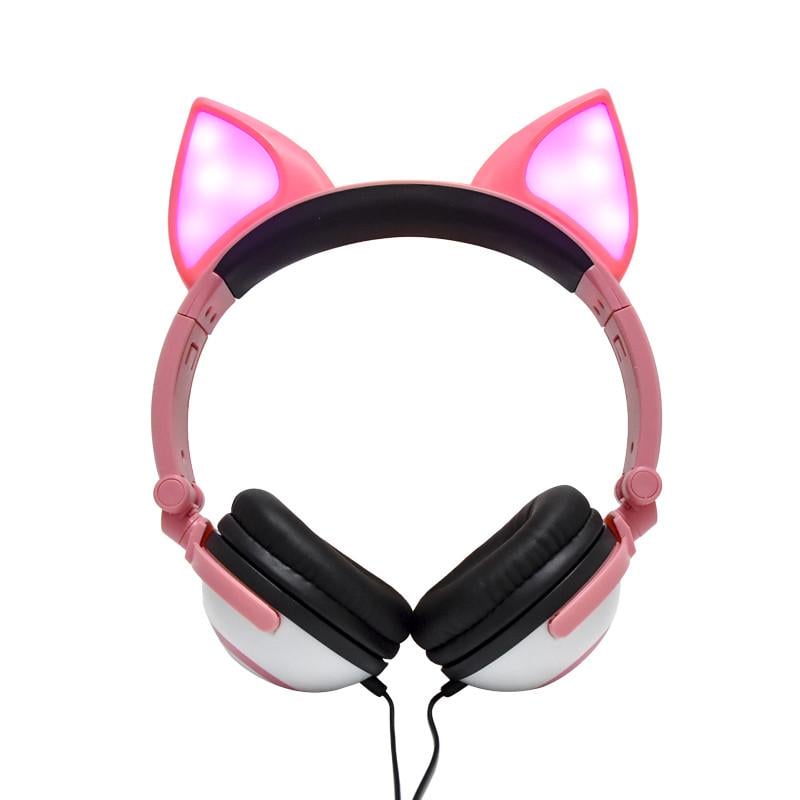 Наушники LINX Bear Ear Headphone наушники с ушками LED Розовый (SUN2651)