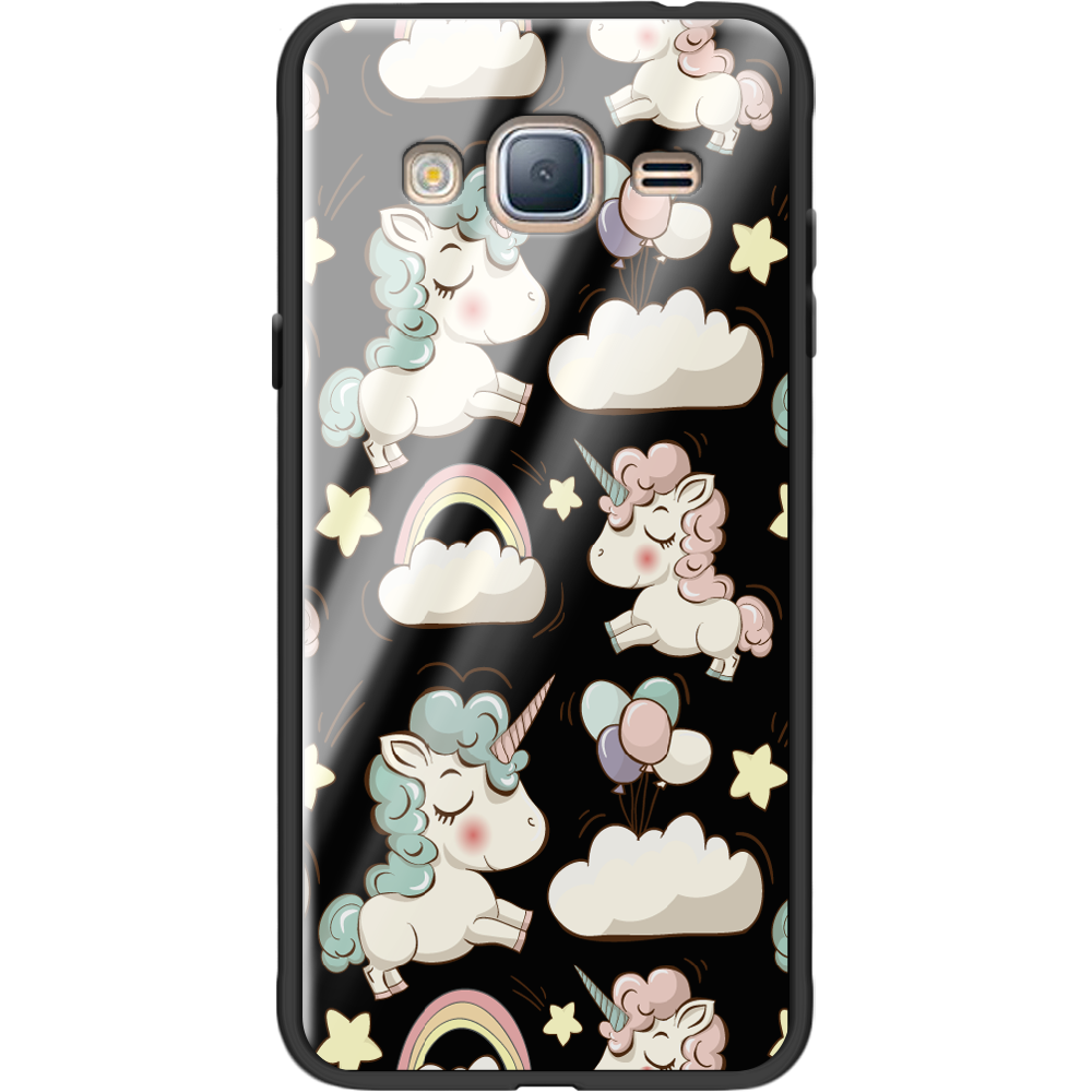 Чехол BoxFace Samsung J320 Galaxy J3 Unicorns Черный силикон со стеклом (24962-cc2-37742)
