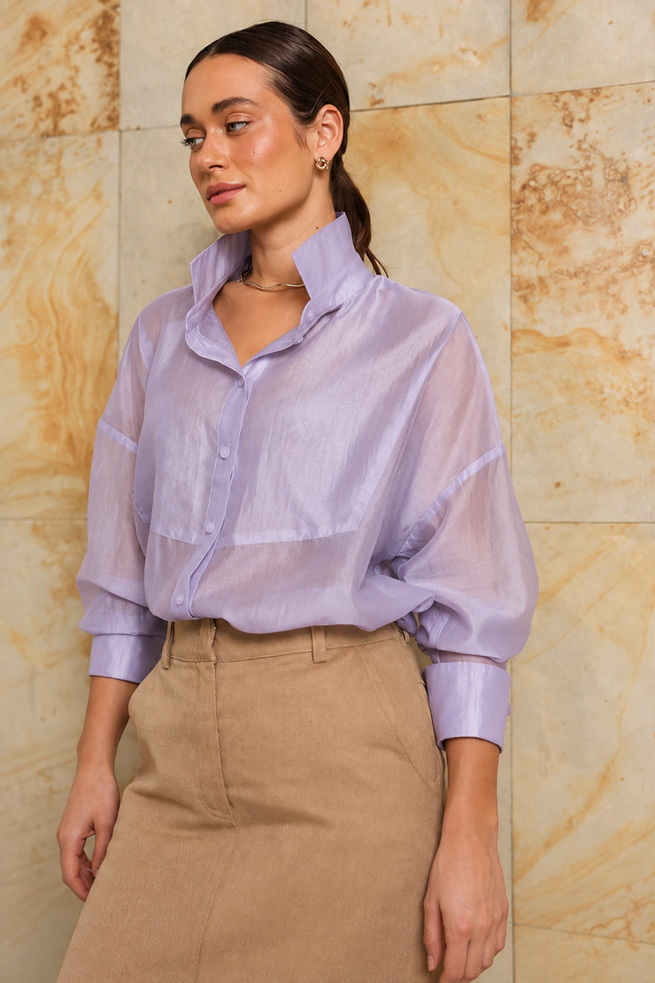 Блуза із тенселу GET DRESSED. лілова XS-S