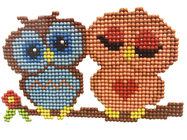 Алмазна мозаїка Наклейка Сови зі стразами 17x12 см (1989321051)