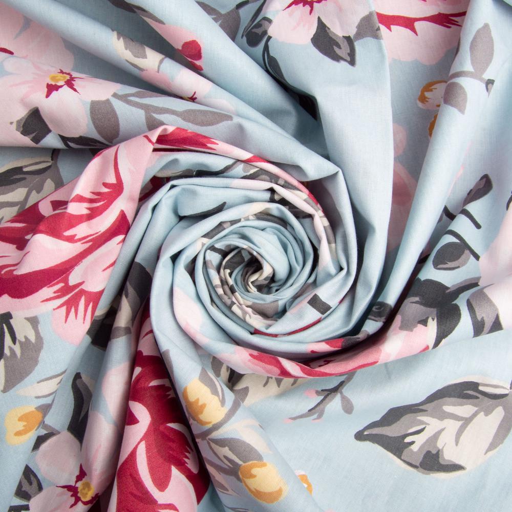 Ткань бязь ранфорс для постельного белья 24954 Розы 2,4 м Голубой (2354110567)