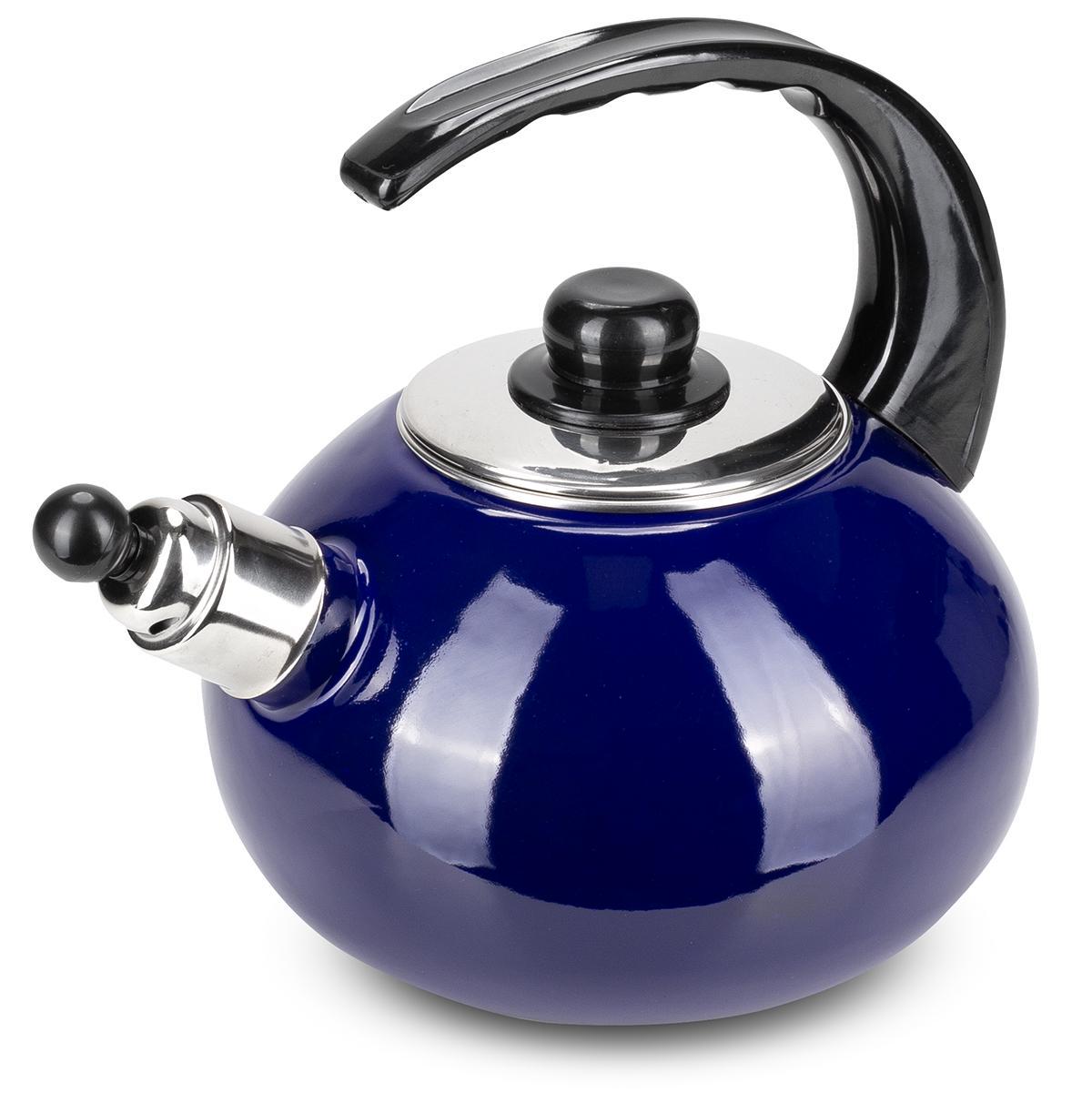 Чайник со свистком Kamille KM-1039С из эмалированной стали 2,5 л Синий (150-84-1039С)