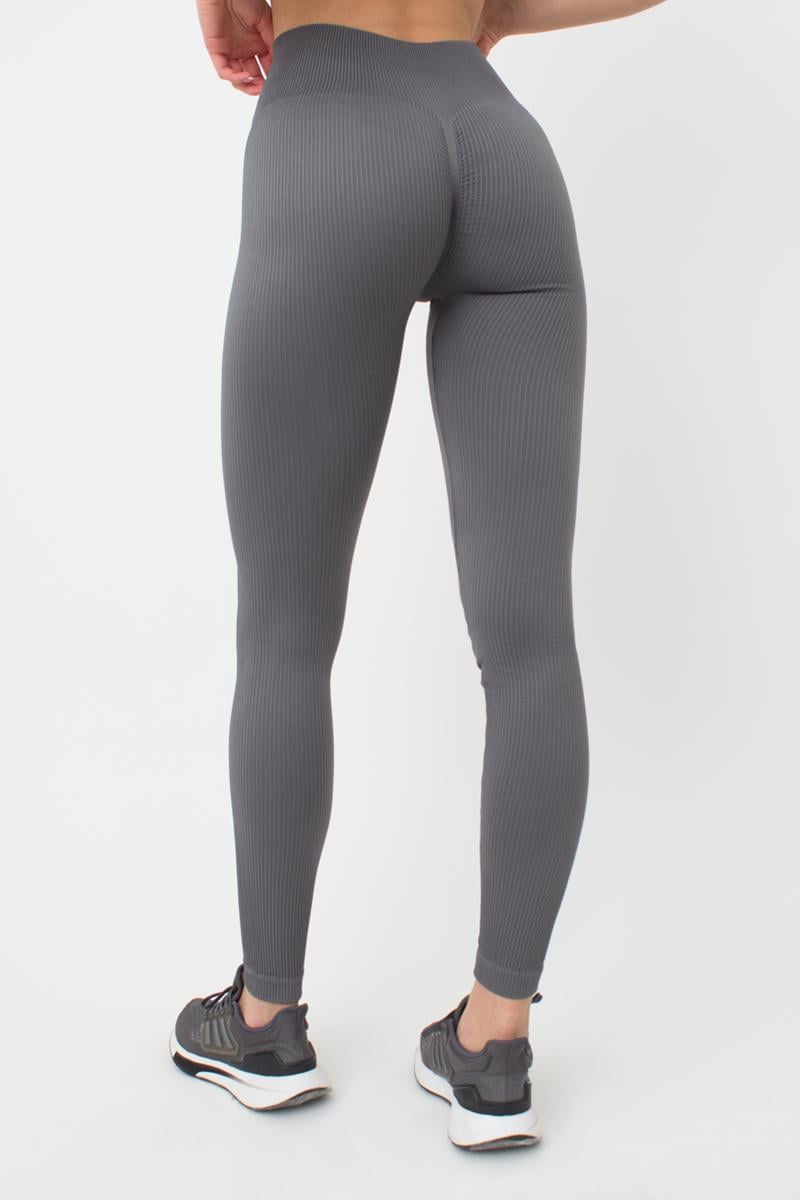 Леггинсы женские спортивные Giulia LEGGINGS RIB в рубчик с модельным швом S/M Grey-poppy seed (4823116913356) - фото 2