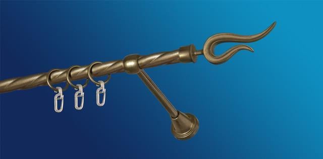 Карниз для штори Plastidea Віола металевий кручений одинарний з гачками D 16 мм 200 см Антик - фото 1 Карниз для штори Plastidea Віола металевий кручений одинарний з гачками D 16 мм 200 см Антик - фото 1