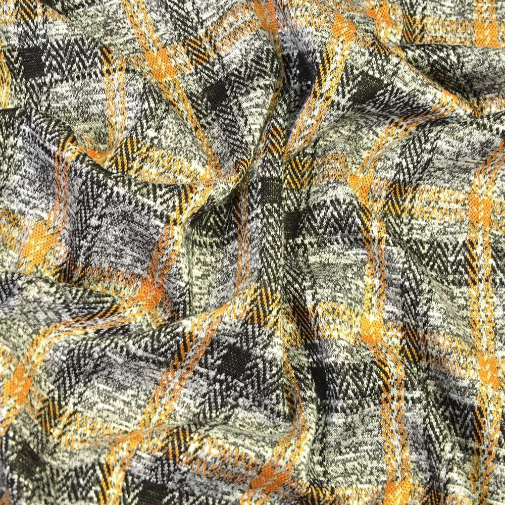 Тканина трикотаж жакард Леонсія V-6/2 Чорний/Гірчиця/Сірий (17247)