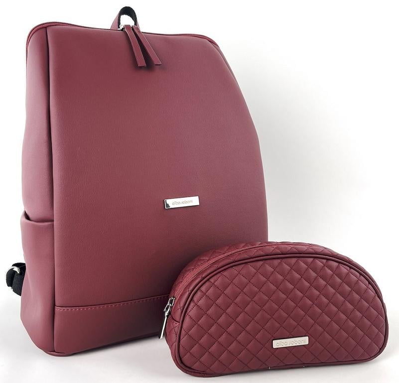 Рюкзак жіночий з косметичкою Alba Soboni N24061 Бордовий