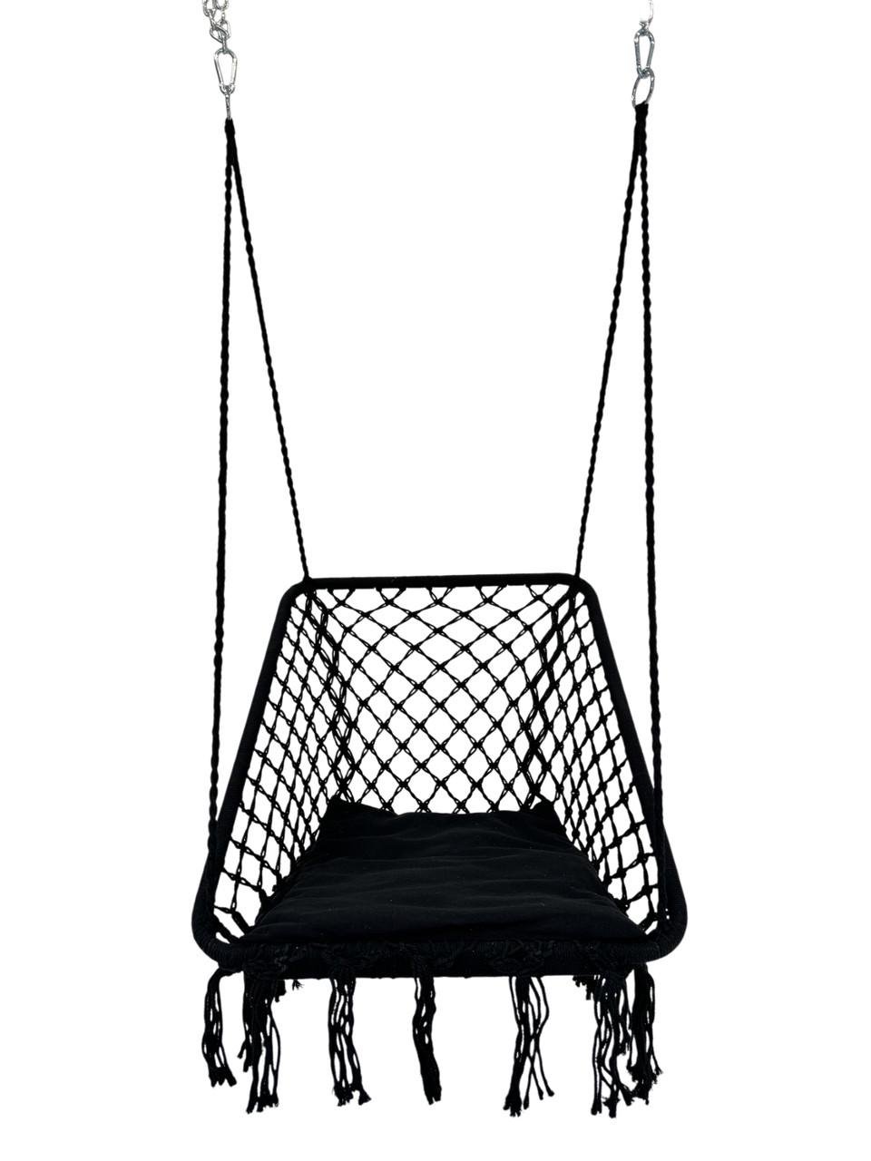 Кресло-качалка подвесная WCG плетеная квадратная с мягкой подушкой Черный (2689017146) - фото 4