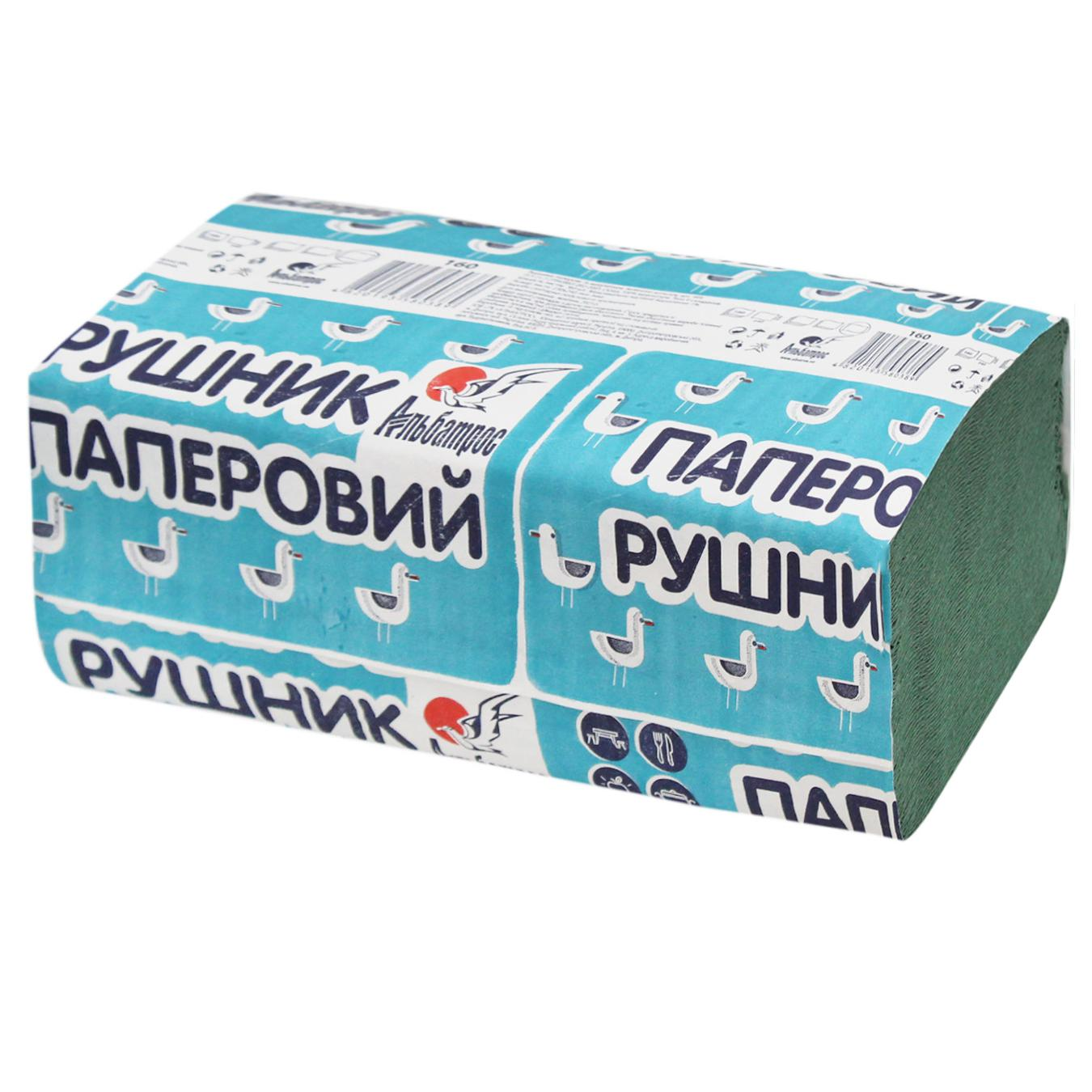 Паперові рушники Альбатрос V-складання 1-шарові 160 шт. Зелений (2463224491)