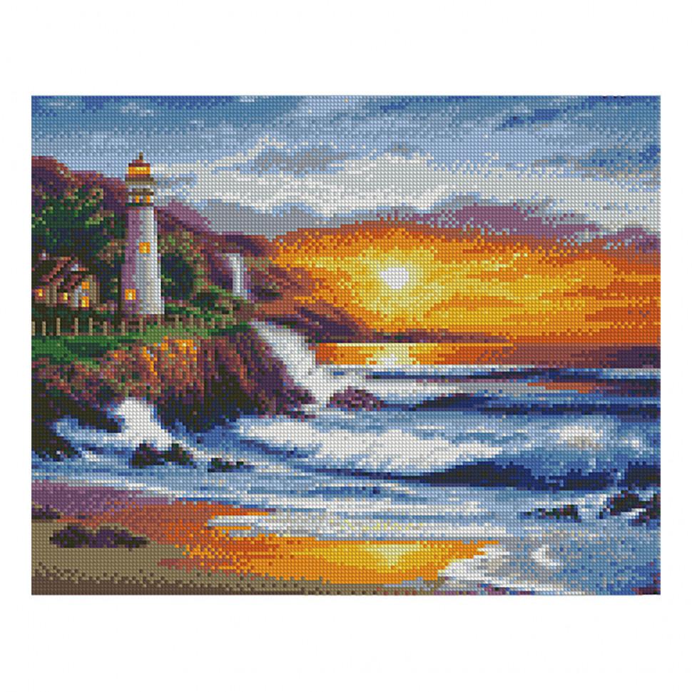 Алмазная мозаика Strateg Маяк на берегу океана 40х50 см (FA40643)