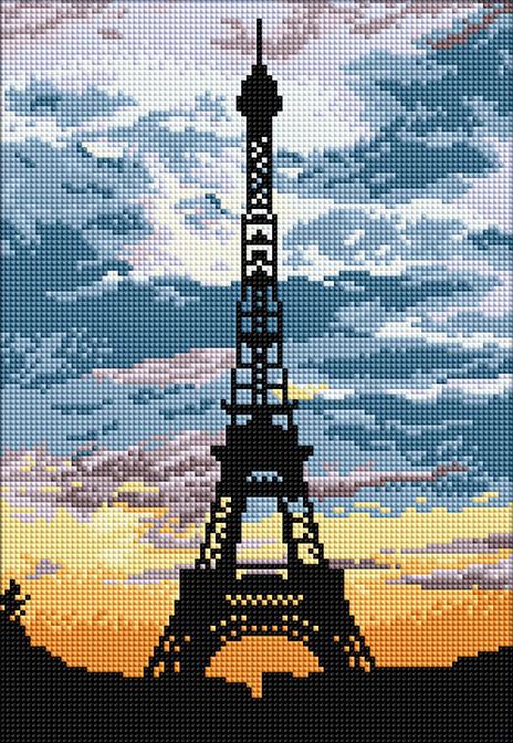 Алмазная мозаика Закат с Эйфеловой башней 25x36 см (27365)
