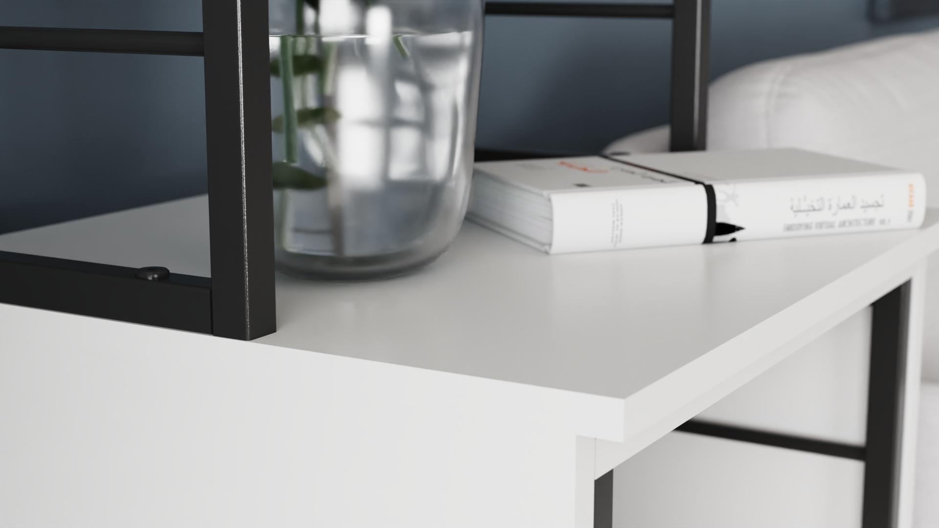 Стіл-тумба трансформер Ferrum-decor Смарт 3/2 з етажеркою метал/ДСП 16 мм 1430x1450x600 мм Чорний/Білий (FRD-105116) - фото 4 Стіл-тумба трансформер Ferrum-decor Смарт 3/2 з етажеркою метал/ДСП 16 мм 1430x1450x600 мм Чорний/Білий (FRD-105116) - фото 4