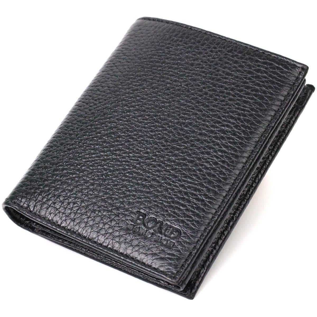 Гаманець чоловічий Bond-Wallet 21988 з натуральної зернистої шкіри Чорний