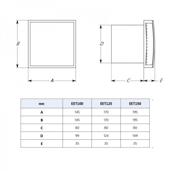 Витяжний вентилятор Europlast E-extra EET125HTA Антрацит (184057) - фото 2