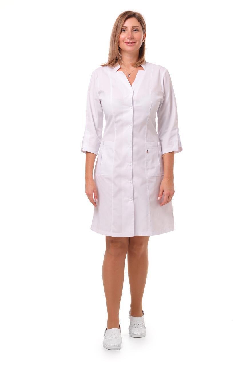 Халат женский TopLine Генуя рукав 3/4 р. 46 Белый (11334-(46)б.)