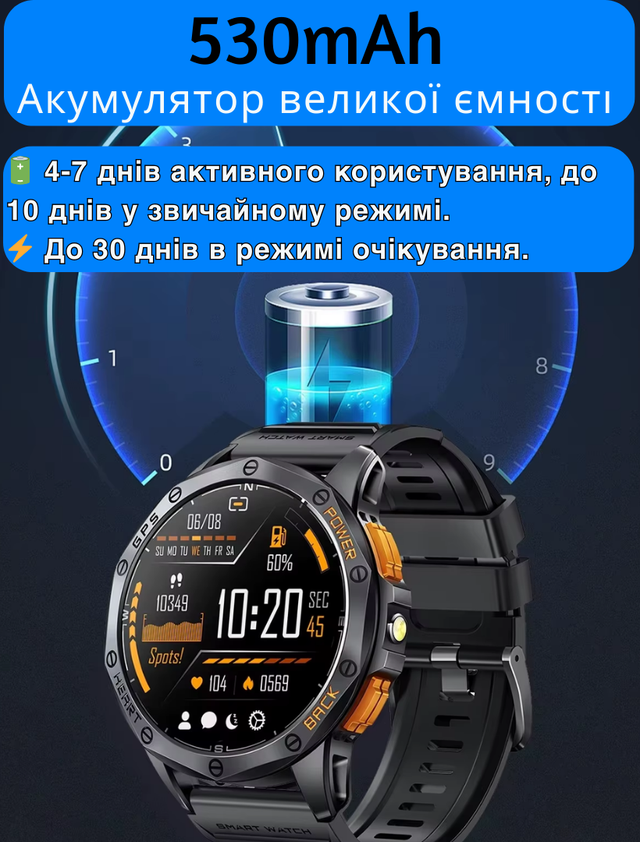 Смарт-годинник чоловічий військовий Modfit GPS сталевий корпус з компасом/функцією дзвінка та ремінцями 2 шт. Army Green (1077-GPSMax) - фото 14 Смарт-годинник чоловічий військовий Modfit GPS сталевий корпус з компасом/функцією дзвінка та ремінцями 2 шт. Army Green (1077-GPSMax) - фото 14