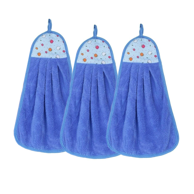 Набор кухонных полотенец из микрофибры в форме груши с петелькой 3 шт. Голубой