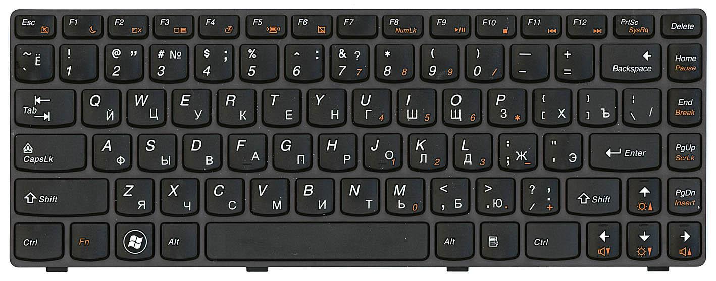 Клавиатура для ноутбука Lenovo IdeaPad Z470/G470Ah/G470GH/Z370 Black Frame Black