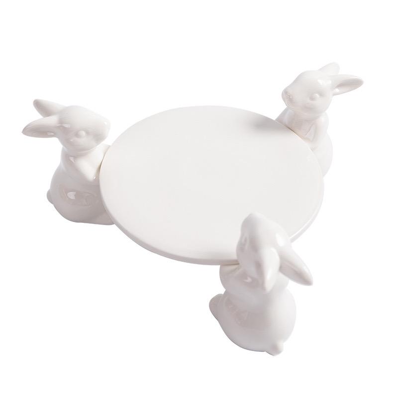 Блюдо для торта Olens Пасхальні зайчики 33х20х9,5 см (21012650)