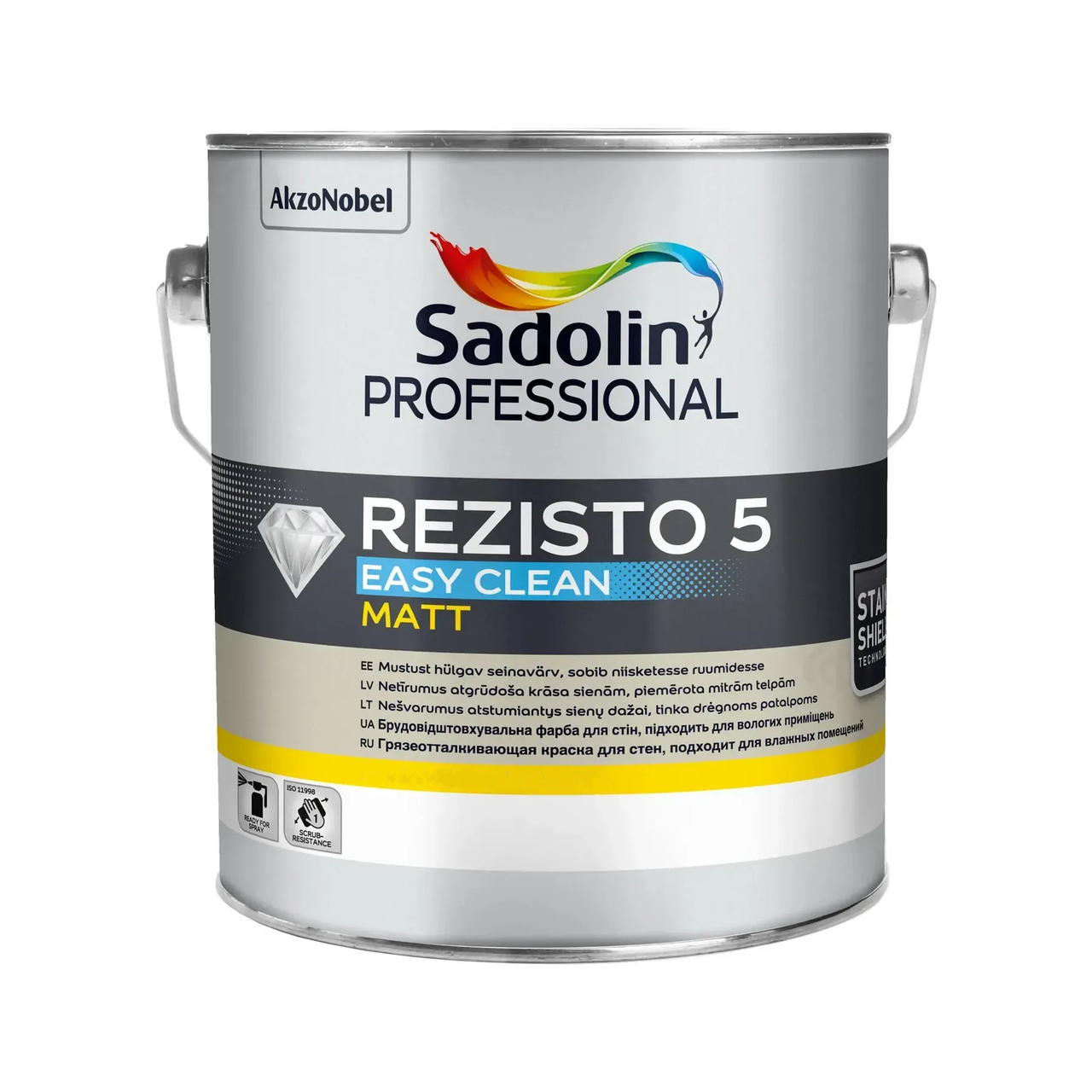 Краска для стен акриловая матовая Sadolin Professional Rezisto 5 10 л BW Белый (2889991792)