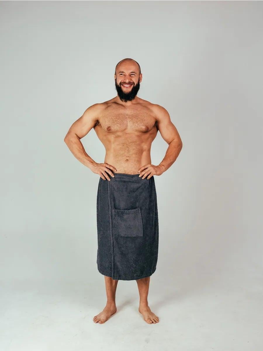 Юбка банная для мужчины микрофибра 85х150 см Графит (Д-novo-m-sauna-0050)