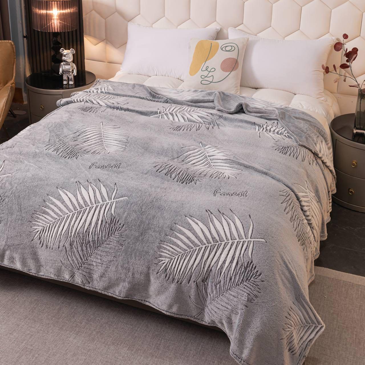 Плед-покрывало Malloory Home Плюшевый из микрофибры Пальмовая ветка 200x230 см Зелено-серый (1873-2) - фото 2 Плед-покрывало Malloory Home Плюшевый из микрофибры Пальмовая ветка 200x230 см Зелено-серый (1873-2) - фото 2