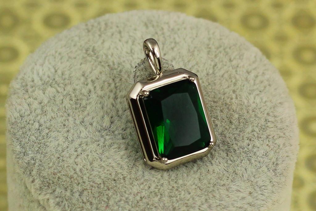 Кулон Xuping Jewelry прямоугольник 2,3 см Серебристый/Зеленый
