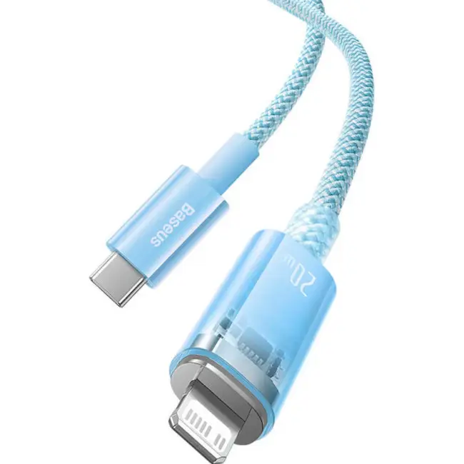 Кабель BASEUS Explorer Series Fast Charging Cable with Smart Temperature Control Cable Type-C to Lightning CATS010203 20W 1 м Blue - фото 2