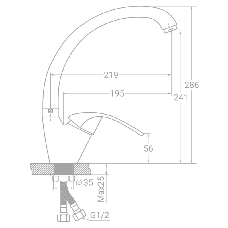 Смеситель для кухни TAU Ø40 (SD-4B443C) - фото 2