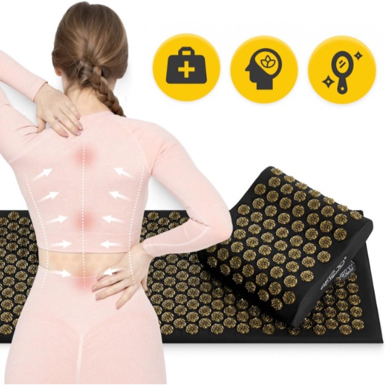 Коврик акупунктурный с подушкой 4fizjo Ergo Mat XL Аппликатор Кузнецова Black/Gold (P-5907739313843) - фото 7 Коврик акупунктурный с подушкой 4fizjo Ergo Mat XL Аппликатор Кузнецова Black/Gold (P-5907739313843) - фото 7