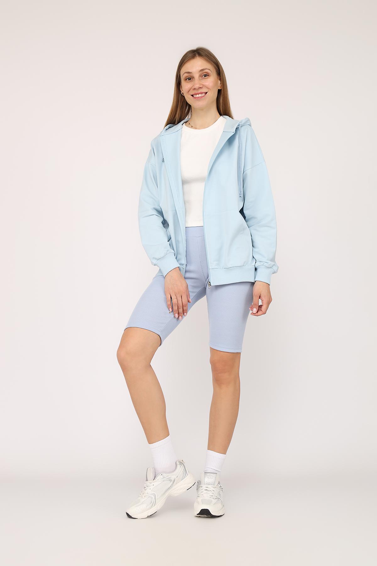 Толстовка жіноча на блискавці ЦБ-00266279 р. 50 Блакитний (SKT001035575) - фото 2 Толстовка жіноча на блискавці ЦБ-00266279 р. 50 Блакитний (SKT001035575) - фото 2