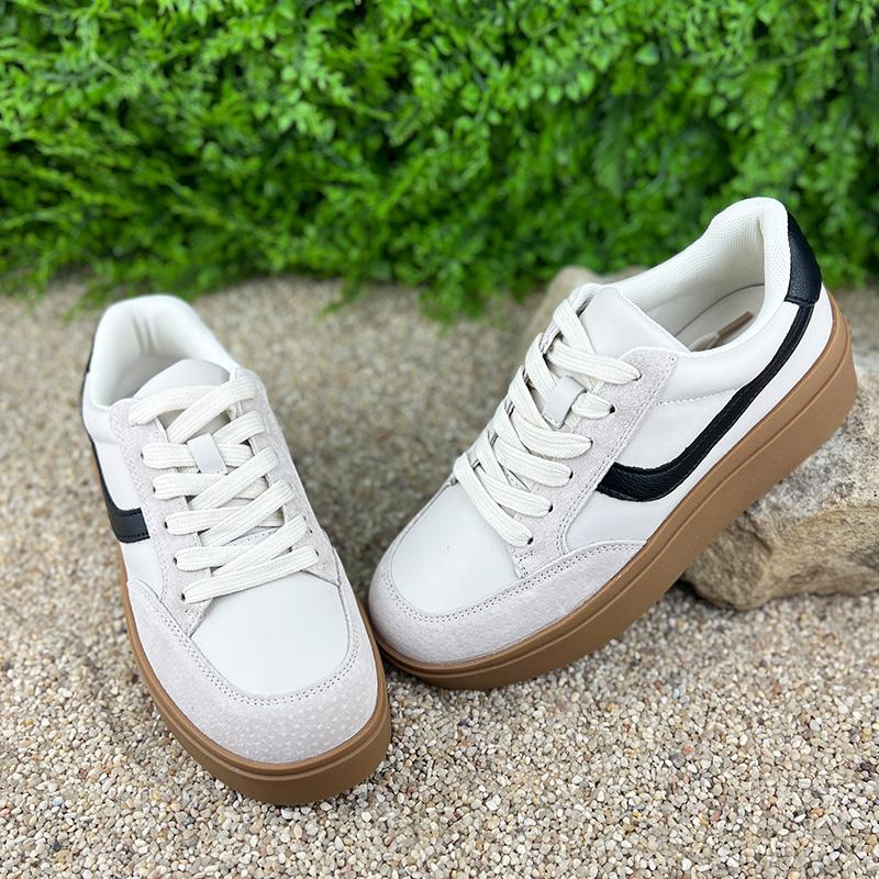 Кеди жіночі шкіряні на платформі Е-007001-1 p. 36 23 см Бежевий