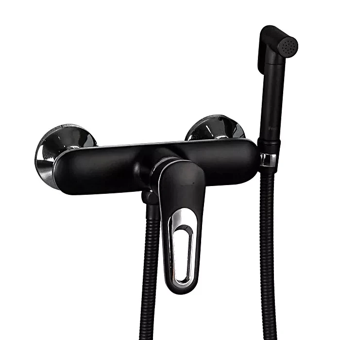 Змішувач для душ з гігієнічною лійкою Frap F2049-6 Чорний/Хром Змішувач для душ з гігієнічною лійкою Frap F2049-6 Чорний/Хром