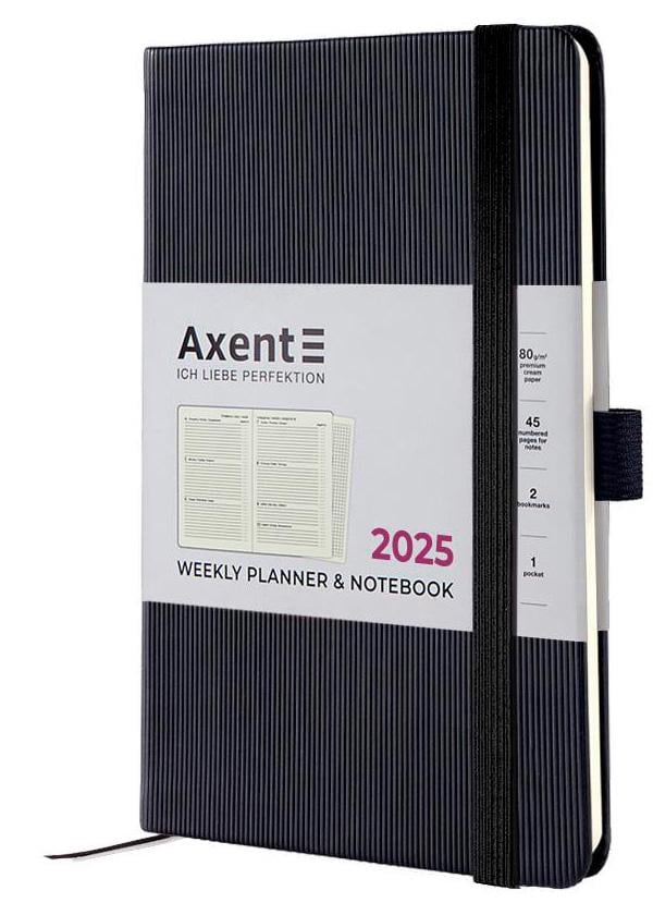 Еженедельник Axent Partner Lines 2025 датированный 125x195 мм Черный (8515-25-01-A)