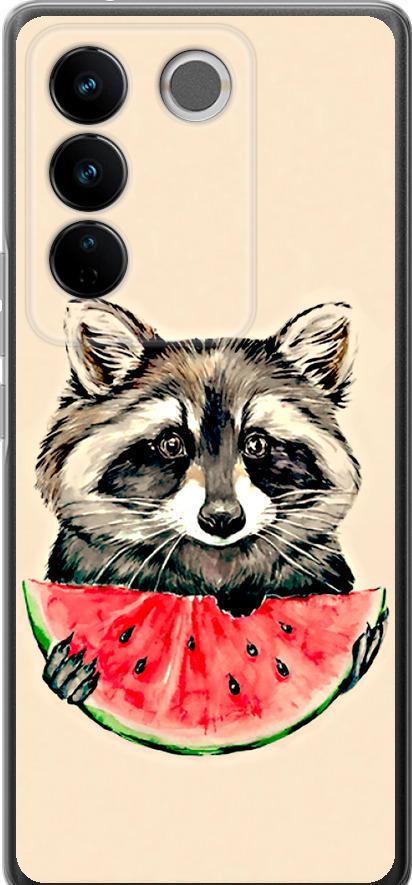 Чехол на Vivo S16 Pro Енотик с арбузом (4605u-3123-42517)