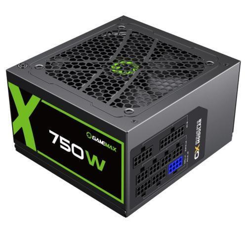 Блок питания 750 Вт, GameMax GX-750, черный, модульный, 80+ золотистый, Active PFC, 12 см, 3xMolex / 6xSATA / 4x6+2-pin /