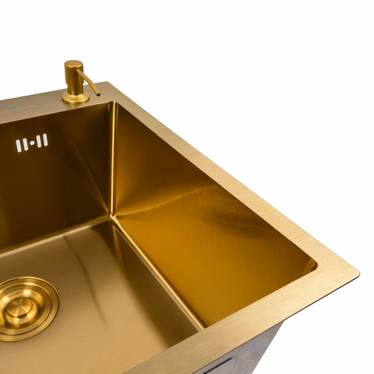 Мийка Valeso Handmade PVD із змішувачем Valeso JW449 PVD 50x50 см Gold (030503) - фото 6 Мийка Valeso Handmade PVD із змішувачем Valeso JW449 PVD 50x50 см Gold (030503) - фото 6