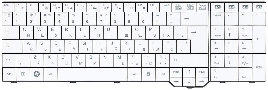 Клавиатура для ноутбука Fujitsu Amilo XA3530/PI3625/LI3910/XI3650 White