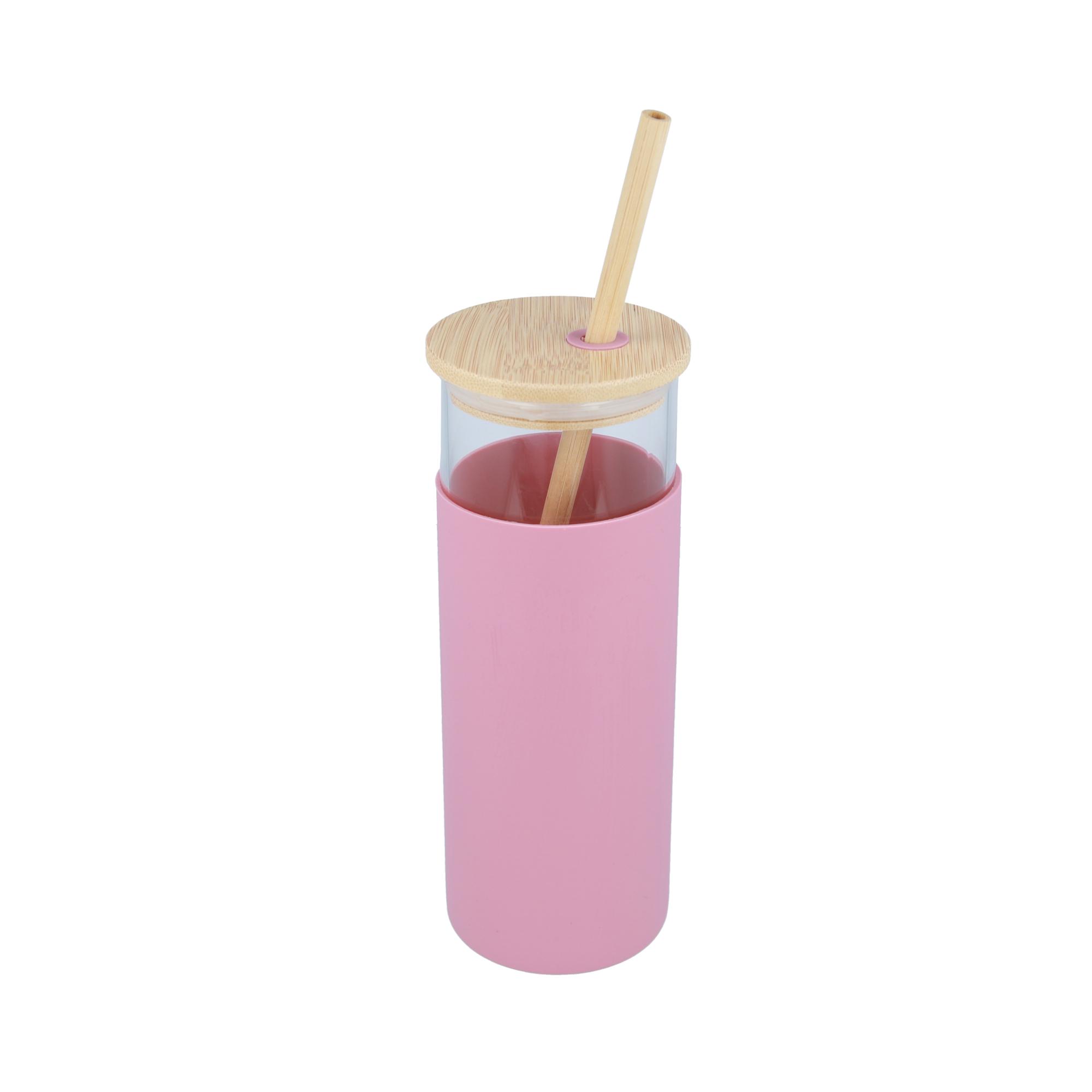 Склянка з бамбуковою трубочкою Tumbler 550 мл Pink (10771515)