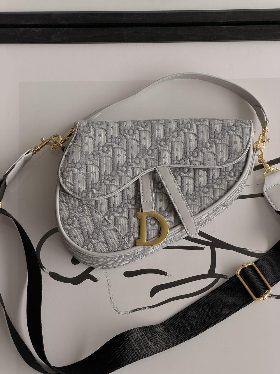 Сумка жіноча сідло Dior Saddle Bag маленька сумочка Світло-сірий (3067474625)