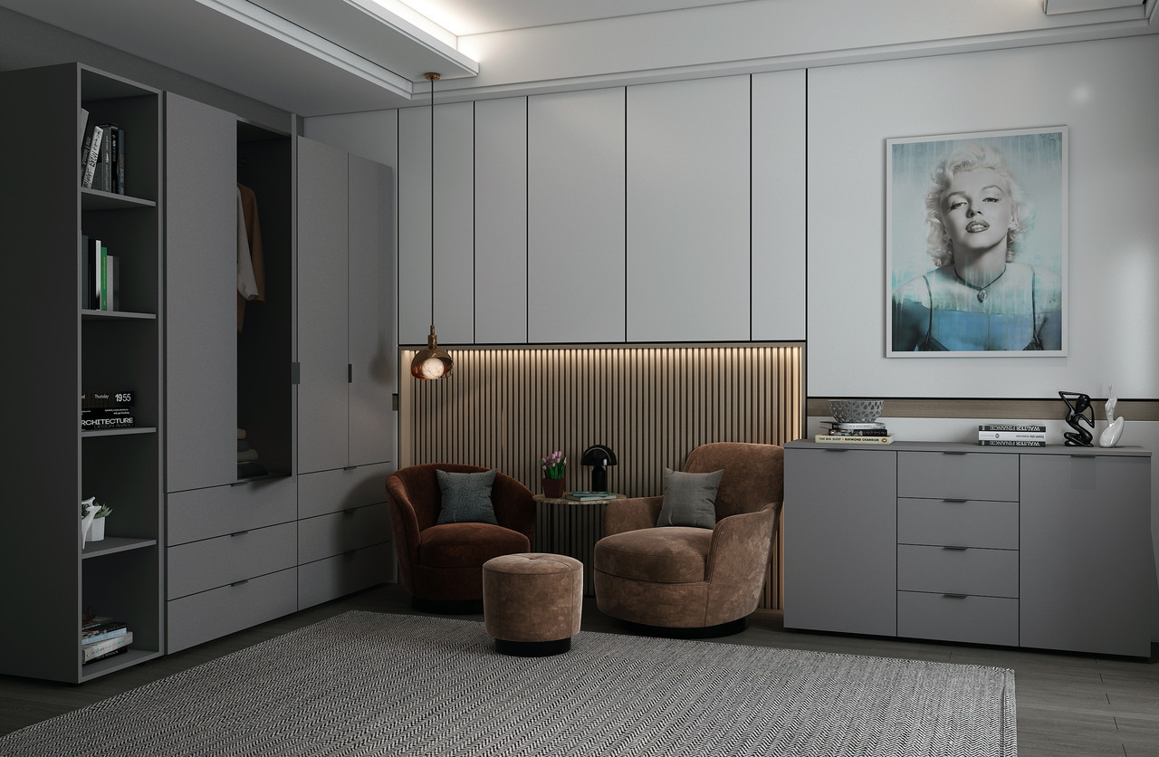 Комод Doros Рон 5 2 фасада 4 ящика 140х38х81 см Графит (44900235) - фото 5 Комод Doros Рон 5 2 фасада 4 ящика 140х38х81 см Графит (44900235) - фото 5